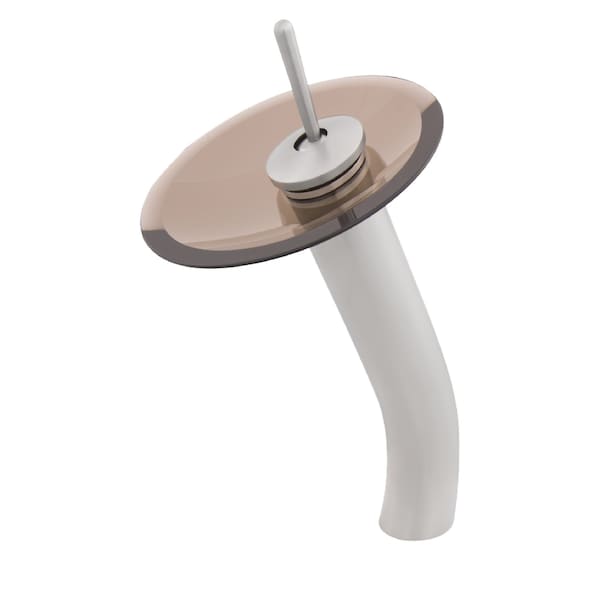 Novatto FALLS Single Lever Waterfall Vessel Faucet, Brushed Nickel/ Tea Glass GF-001BN-T - main